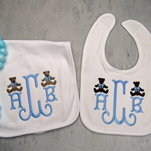 Personalized Bib / Personalized baby bib and burp cloth/ Bear Bib, Personalized baby shower gift, Monogrammed bib and burp cloth image 10