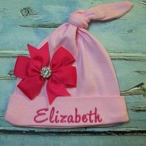 Baby hospital Hat, Personalized baby hat, Baby name hat, Free shipping, Personalized beanie hat, Baby gift, Baby shower gift, Baby hat & bow