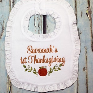 Thanksgiving Baby Bib and Burp Cloth, First Thanksgiving bib, Holiday Bib, Personalized Baby Shower Gift, Personalized Baby Gift Bild 3