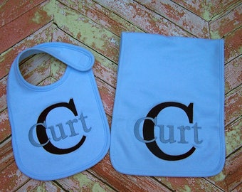 Personalized Baby bib, Personalized Burp cloth, Baby gift, Monogrammed Bib and burp cloth, Baby shower gift, Personalized baby gift.