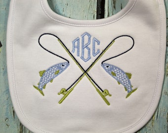 Personalized Bib / Personalized Fishing baby bib and burp cloth/  Bib, Personalized baby shower gift, Monogrammed bib and burp cloth