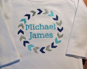 Monogram Baby Boy, Take Home Outfit, Bib, Burp Cloth, Personalized Baby Boy, Coming Home Outfit, Layette Gown or Bodysuit, W/ Hat Option