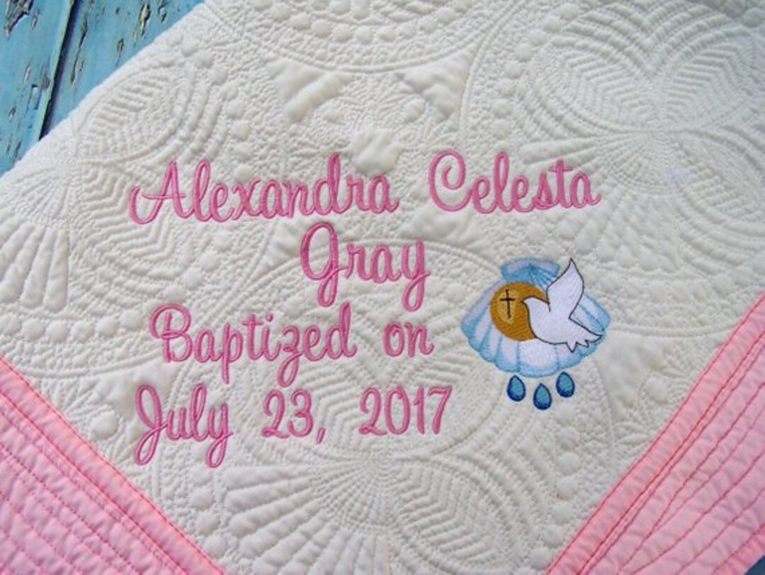 Heirloom Baptism Quilt, Custom Christening Quilt, Personalized Baptism
