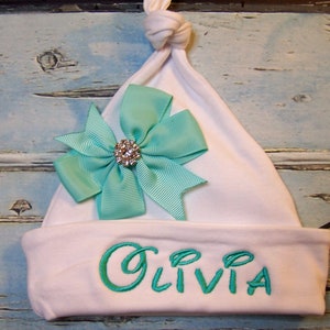 Baby hospital Hat, Personalized baby hat, Baby name hat, Free shipping, Personalized beanie hat, Baby gift, Baby shower gift, Baby hat & bow