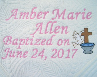 Heirloom Baptism Quilt, Custom Christening Quilt, Personalized Baptism Quilt, Baptism Gift for Girl or Boy, Christening Gift