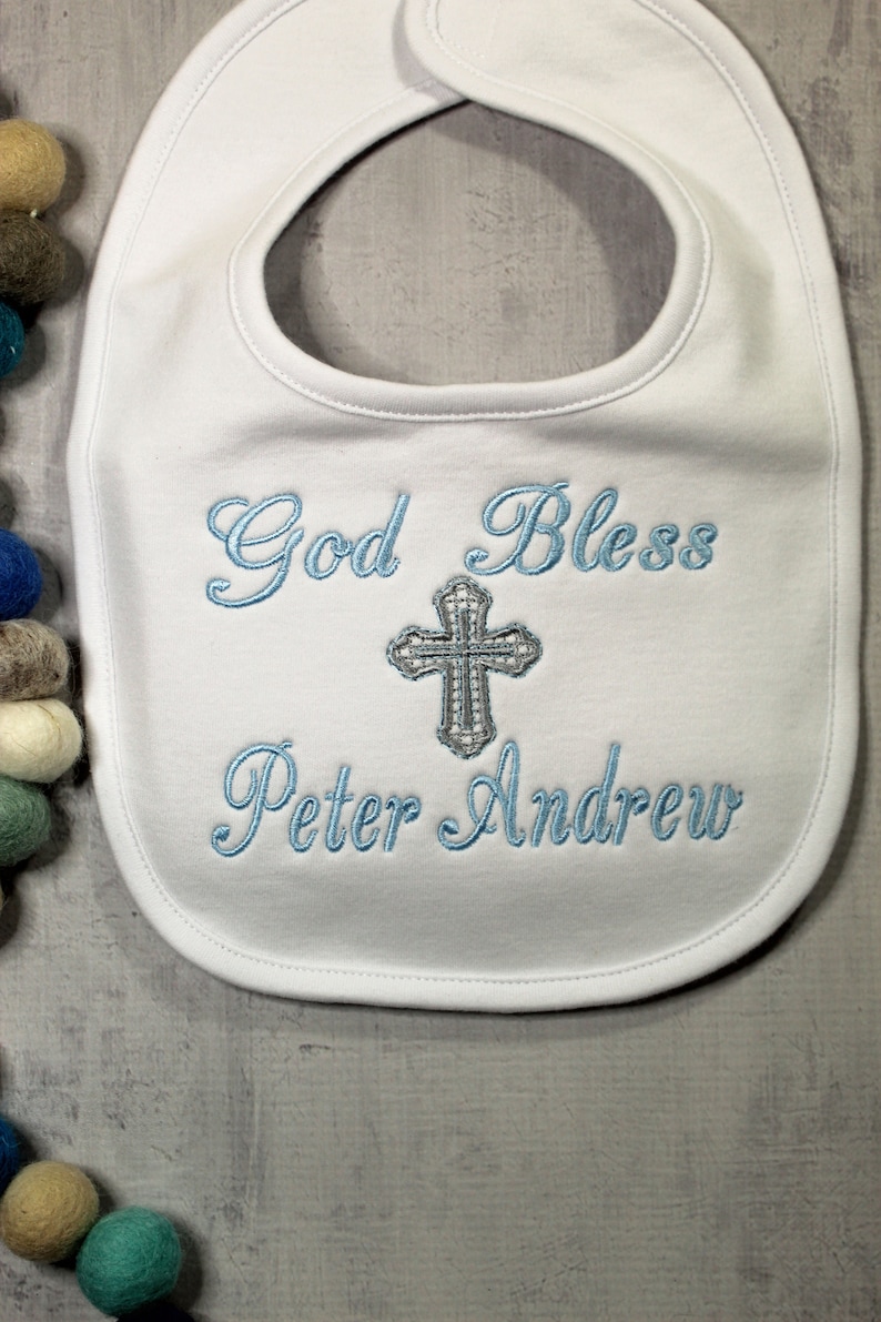 Personalized baby bib and burp cloth, Personalized baby shower gift, Baptismal Bib, Christening bib and burp cloth, Personalized baby gift image 4