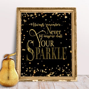 Sparkle DIY Printable, Inspirational Quote Digital Download, Gold Foil Printable Art,  Wall Art Decor, Confetti print, Sparkle Word art