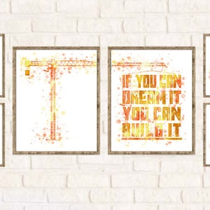 Boys Construction Prints: Bulldozer, Excavator, Cement Truck, Dump Truck, Crane, Kids Wall Art, Playroom Print, Transportation Nursery Decor