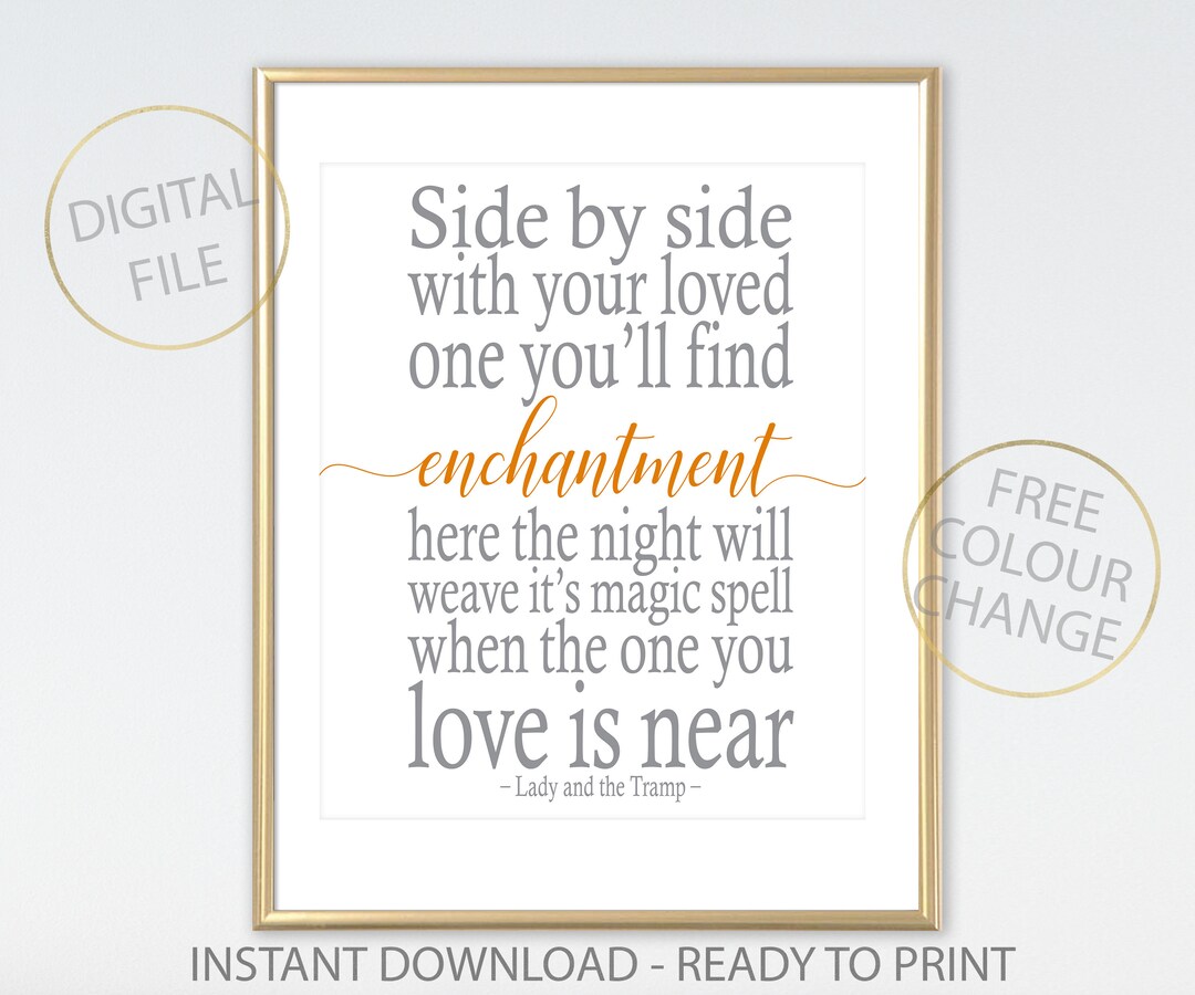 Lady and the Tramp Quote, Nursery Printable, Quote From Lady and the