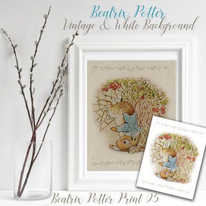 Beatrix Potter Nursery Print 05, Peter Rabbit Trapped, Playroom / Nursery Decor, Beatrix Potter Art, Beatrix Potter Print, Baby Shower