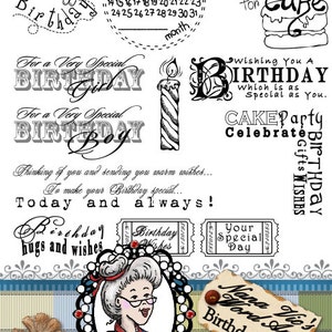 Birthday set 2 Word Art Sentiments Digital Digi Instant Download ID:NV-WA0015 By Nana Vic