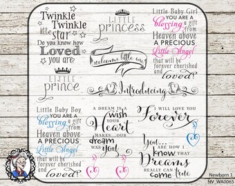 Newborn Baby Overlay / Clip Art / Digital Stamp / Word Art / Scrapbooking / Photography / Quotes / Ai  / PSD / 38 PNG -black / white / chalk