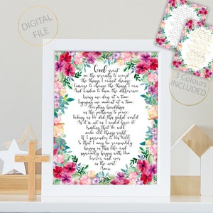 Serenity Prayer Print, God grant me serenity, Home decor Printable, Christian prayer Print, Housewarming Gift, Religious Gift, Bible Verse