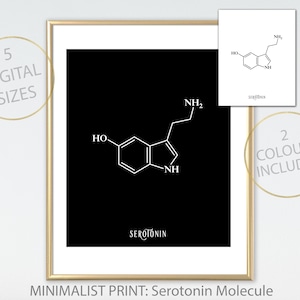 Serotonin Molecule Print, Happiness Molecule Printable, Chemistry Print, Serotonin Science Wall Art, Serotonin Minimalist Print, Happy Gift