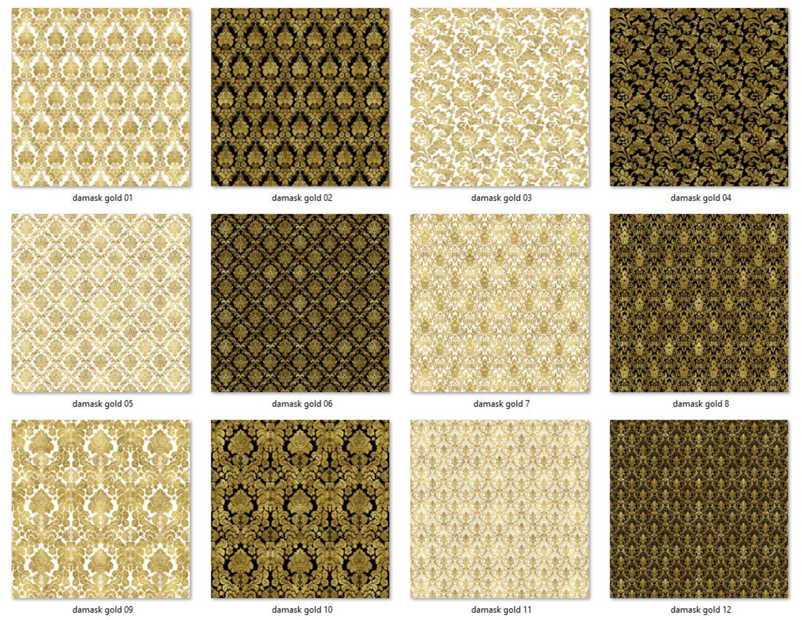 Damask Digital Paper, Gold Seamless Wedding Backgrounds, Damask Texture ...