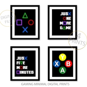 Gaming Wall Art Set of 4, Gaming Prints Set, Video Game Print, Gaming Room Decor, Printable Wall Art, Video Game Party, Video Game Poster
