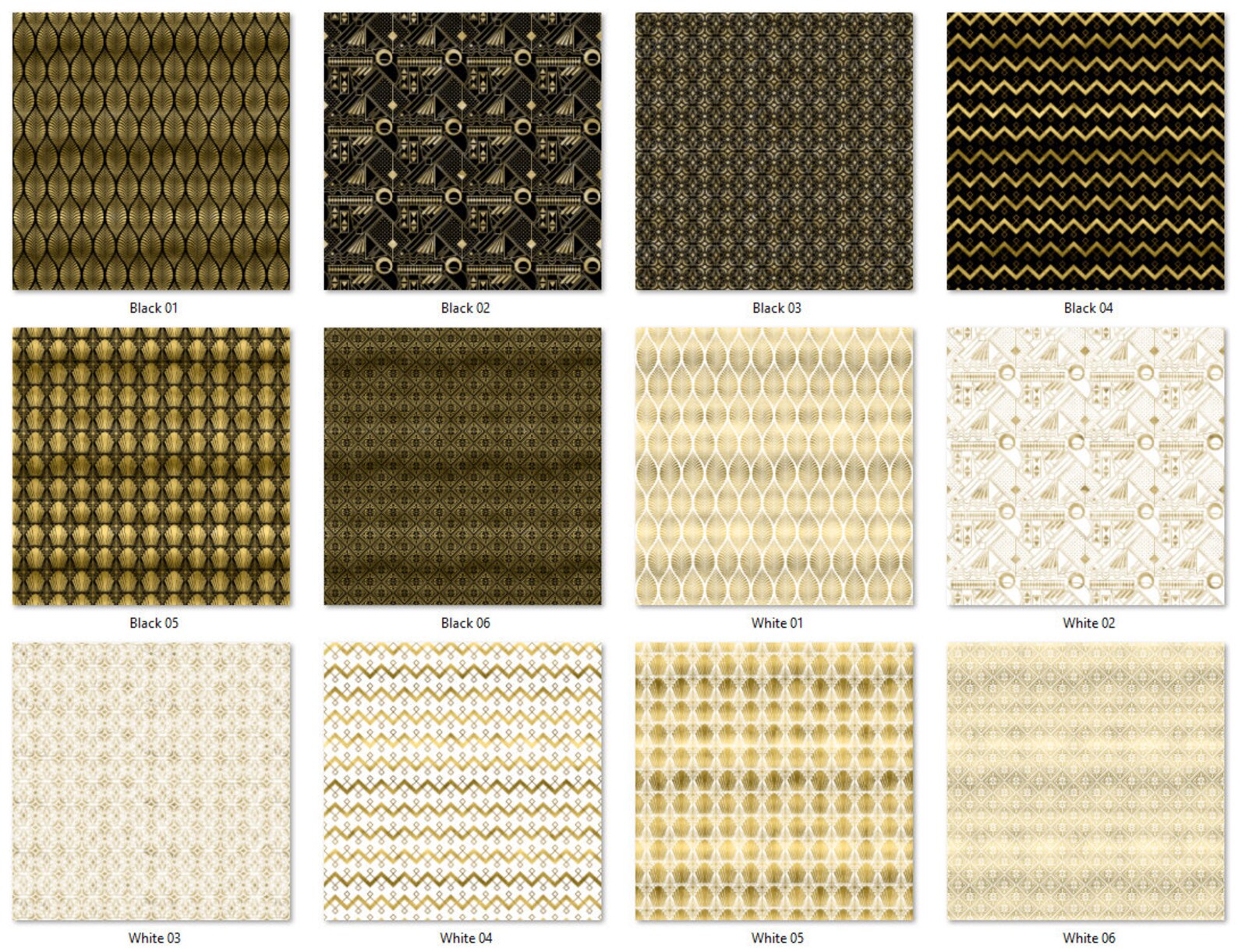 ART DECO Digital Paper: Black & White Gold Art Deco Great | Etsy