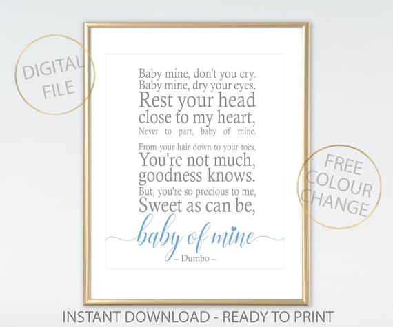 dumbo baby of mine disney quote baby of mine printable etsy
