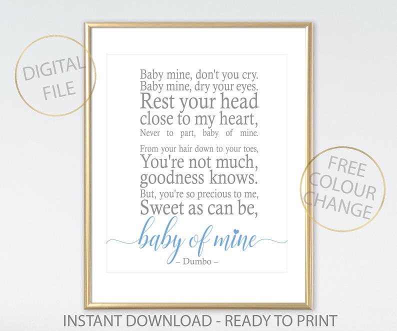 dumbo baby of mine disney quote baby of mine printable etsy