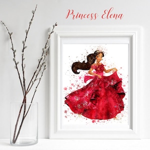 Princess Elena of Avalor, Elena Print 3, Watercolor, Elena Girls Room Decor, Movie Poster, Wall Art Digital Print / Sublimatiion Elena