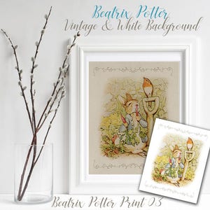 Beatrix Potter Nursery Print 03, Peter Rabbit in garden, Playroom / Nursery Decor, Beatrix Potter Art, Beatrix Potter Print, Baby Shower
