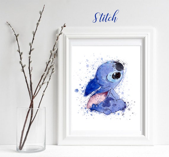 Stitch & Scrump (Lilo & Stitch) Disney Watercolor Art Print