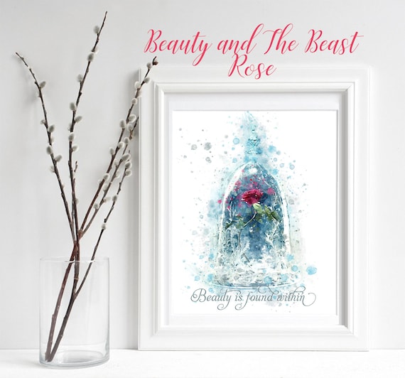 The Rose Beauty And The Beast Watercolor Beauty Is Found Etsy Israel