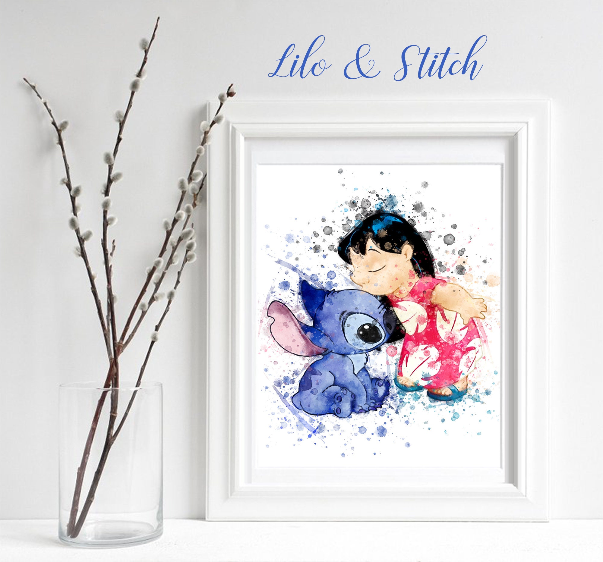 STITCH Print Lilo and Stitch Disney Watercolor Art Print Wall Decor Movie  Poster Home Decor Kids Room Nursery Art Children Family Gifts A326 -   Singapore