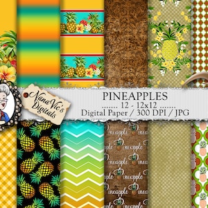 Pineapple Digital Paper, Tropical Pineapple, Photography Overlays ...