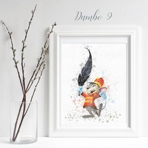 Dumbo #9 Timothy Mouse Nursery Print, Dumbo Poster, inspired Watercolour Elephant Decor, Dumbo's Friend Printable, Newborn Gift idea