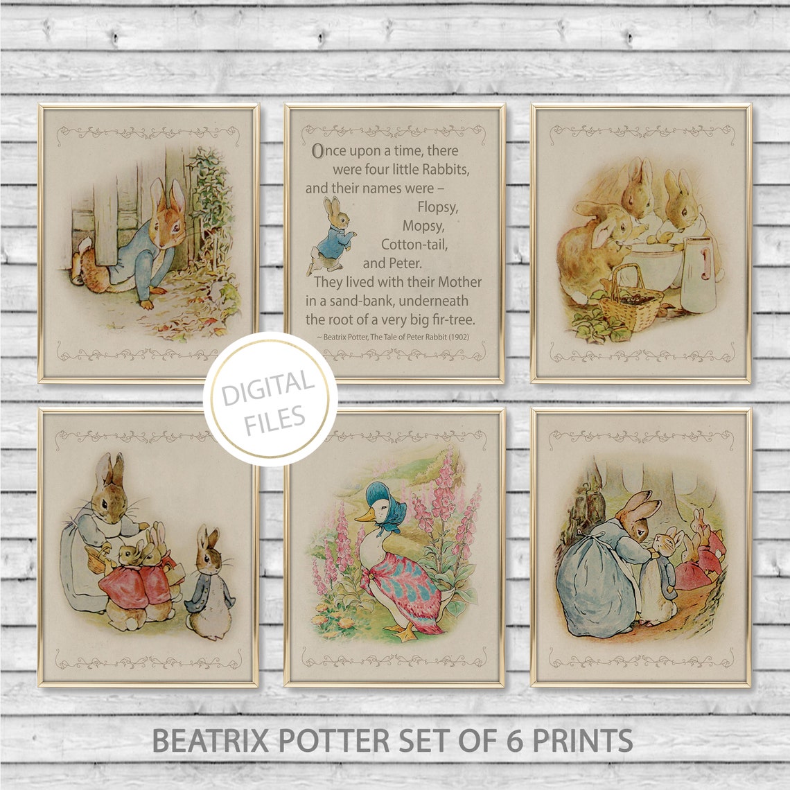 Beatrix Potter Nursery Set 6 Prints Peter Rabbit Kids Room - Etsy