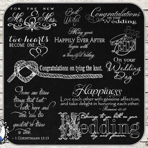 Wedding Overlays / Clip Art / Digital Stamp / Word Art / Scrapbooking / Photography / Quotes / PSD / 34 PNG black / white / chalk image 5