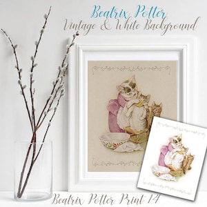 Beatrix Potter Nursery Print 14, Mrs Cat Tom Kitten, Playroom / Nursery Decor, Beatrix Potter Art, Beatrix Potter Print, Baby Shower, Rabbit
