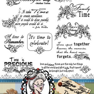 Time Memories Victorian Roses, Word Art, Clipart, Sentiments, Digital Stamp, Digi, Photography Overlay, Printable, ID:NV-WA0014 By Nana Vic