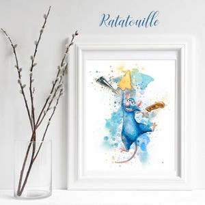 RATATOUILLE  poster, Ratatouille sublimation movie rat digital art print movie art fan artwork, watercolour, kitchen humor printable