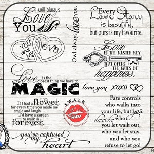 Love Romance Overlays / Clip Art / Digital Stamp / Word Art / Scrapbooking / Photography / Quotes / PSD / 40 PNG - black / white / chalk
