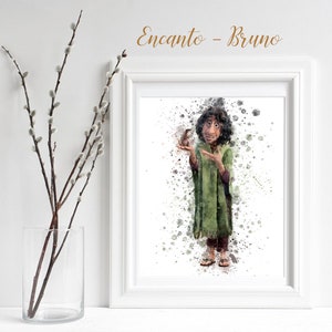 Encanto Bruno Nursery digital Print decor print watercolor art, children wall art, encanto poster, Bruno sublimation