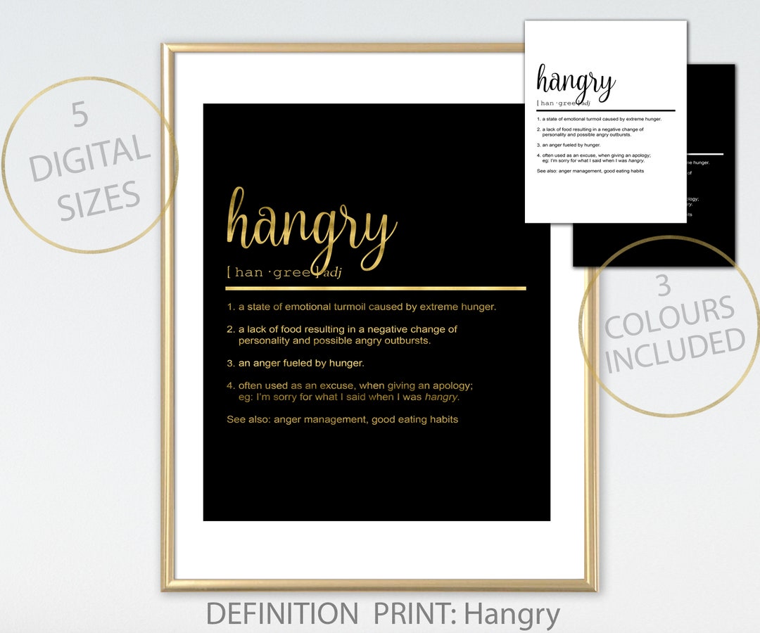 Hangry Definition Print, Hangry Printable Quote , Foodie Gift, Funny ...