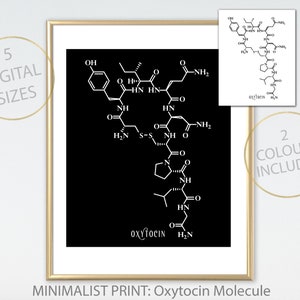 Oxytocin Molecule, the Love Molecule, Oxytocin Minimalist Print, Molecule Printable, Chemistry Molecule Print, Oxytocin Science Wall Art