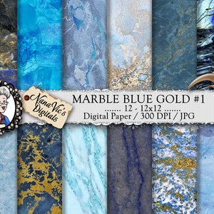 Marble Digital Paper,Blue marble with gold veins, marble textures, marble backgrounds, Printable,photography,marble back drops,stone granite