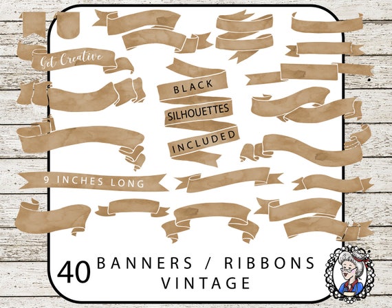 Vintage Banner Clipart Ribbon Clipart Vintage Lables Clip - Etsy Australia