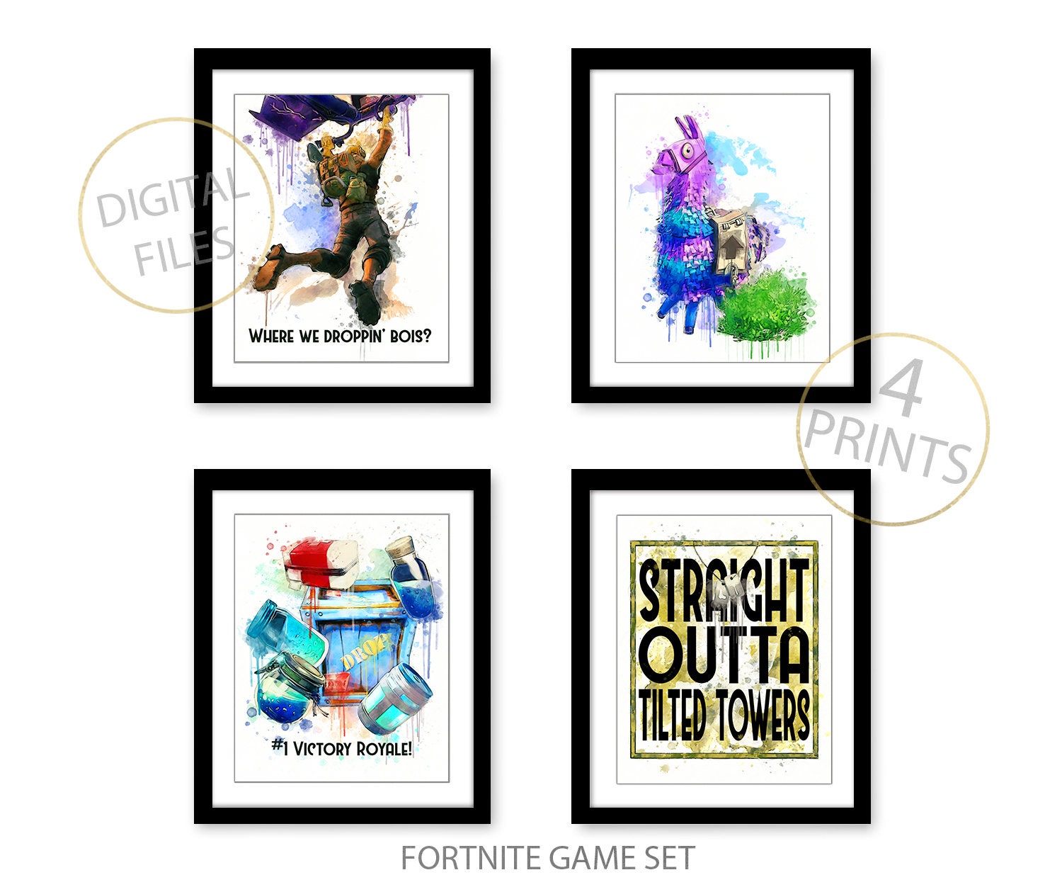 Gaming Wall Art Set of 4 Gaming Prints Set Video Game Print Etsy