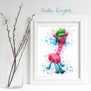Troll happy Trolls Watercolor TROLLS; Poppy 4 Print gift for her Troll Wall Art Trolls Nursery Decor Poppy 3 dance playroom decor