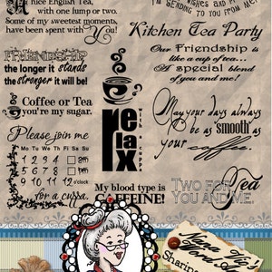 Tea or Coffee, Word Art, Clipart, Sentiments, Digital Stamp, Digi, Photography Overlay, Printable, ID:NV-WA0016 By Nana Vic