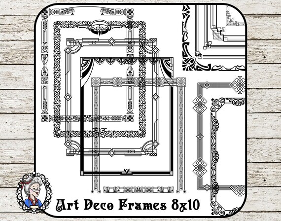 Clipart Art Deco Rahmen Und Seitenrander 1 8 X 10 Zoll Etsy