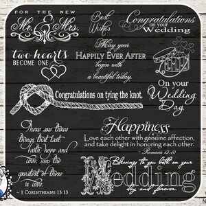 Wedding Overlays / Clip Art / Digital Stamp / Word Art / Scrapbooking / Photography / Quotes / PSD / 34 PNG black / white / chalk image 3