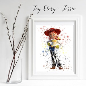 Toy Story Nursery Print Jessie, Toy Story decor prints, watercolor art, girl playroom wall art, Toy Story Art Print, Cowgirl