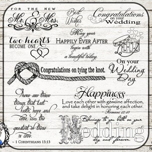 Wedding Overlays / Clip Art / Digital Stamp / Word Art / Scrapbooking / Photography / Quotes / PSD / 34 PNG black / white / chalk image 1