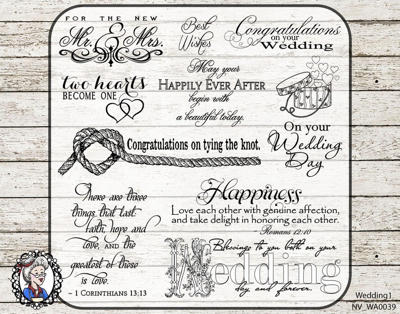 Wedding Overlays / Clip Art / Digital Stamp / Word Art / Scrapbooking / Photography / Quotes / PSD / 34 PNG black / white / chalk image 1