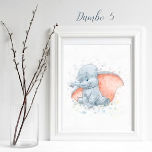 Dumbo #5 Watercolor Printable Download Dumbo Poster Wall Art Decor Dumbo Baby Wall Art Print Newborn Nursery Boy Girl Decor elephant